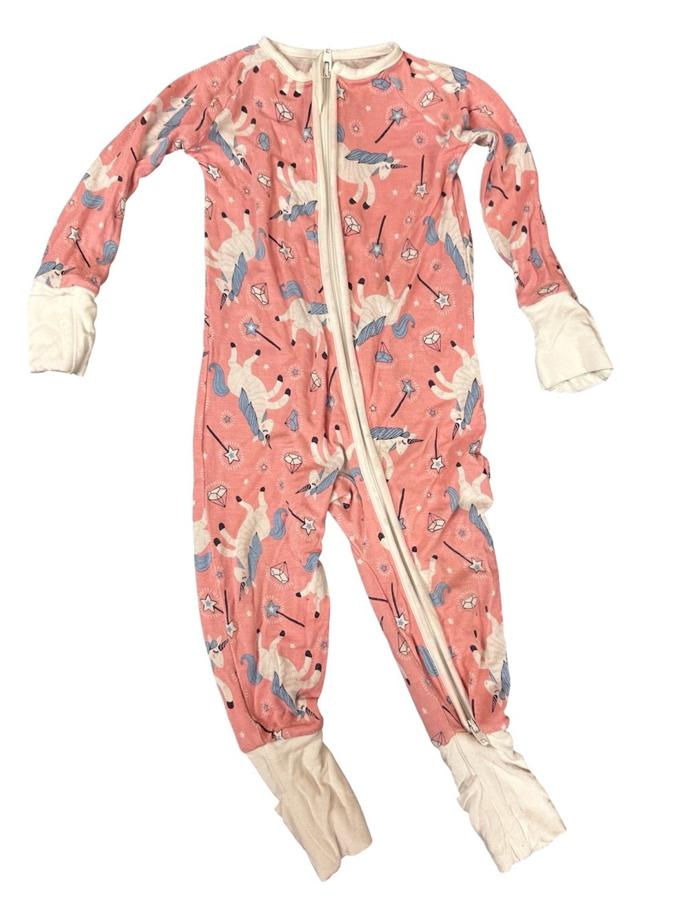 Little Sleepies Pink Unicorn Pajamas Size 3-6 Months Soft Bamboo One Piece Zip